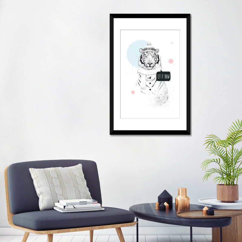 « snow tiger », impression sur toile tendue, H 12 po x l 8 po x P 0,75 po, Toile tendue, Blanc