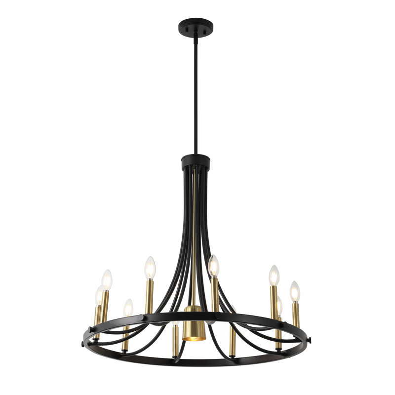 Wagon Wheel Chandelier, 27" H x 30" W x 30" D
