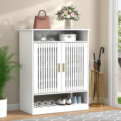 Shoe Cabinet With Doors, 6-Tier Shoe Storage Cabinet With Top Cubby & Adjustable Shelves, Freestanding Shoe Storage Organizer For Entryway, Bedroom, Living Room