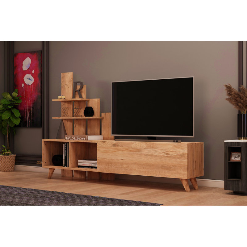 Modern TV Stand, Atlantic Pine, 63.0 x 45.3 x 13.0 inches | 100% Melamine Coated Particle Board, Thickness: 0.7 inches | Stylish & Functional Design Perfect for Living Room, Supports All TV Sizes