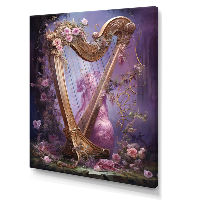 «Lyre Lore Mythical Mauve II», reproduction sur toile, H 44 po x l 34 po x P 1,5 po, Toile tendue