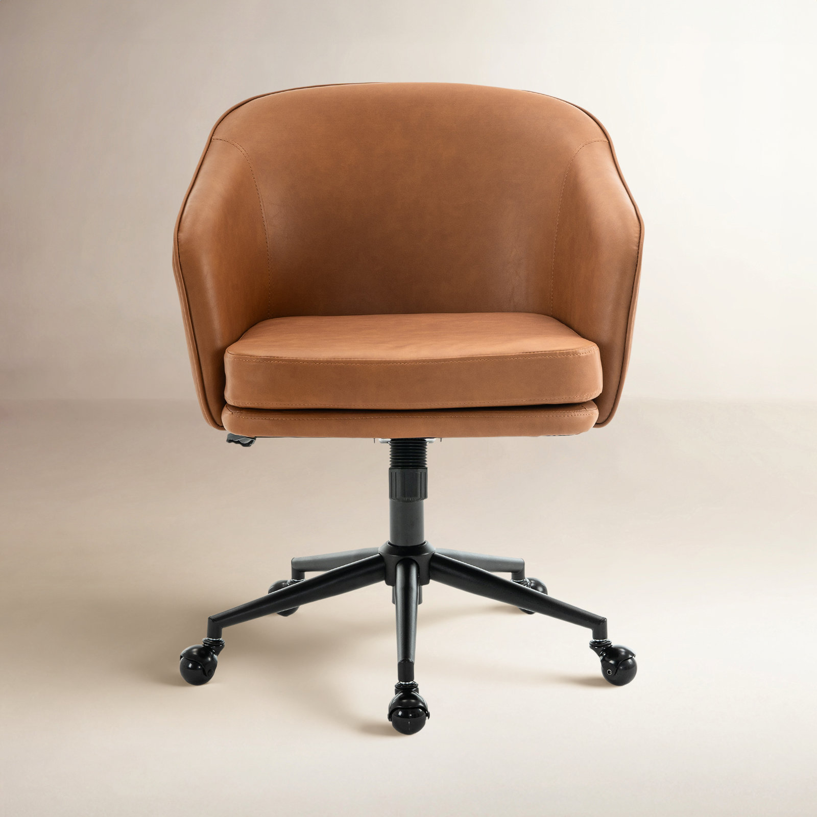 Toscani Office Chair with Lumbar Support, Brown Faux Leather