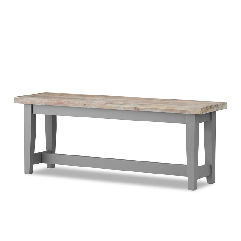 Doria Solid Wood Bench, Dove Grey, H44.8 x W120 x D32cm