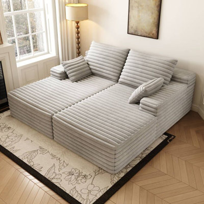 80” Oversized Double Lounge Chaise ,Cloud Plush Sofa Bed,Upholstered Boneless Cloud Sofa Deep Seat,No Assembly Required,Modern Sleeper Loveseat Chair