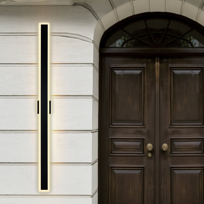 Amarone  80" Long Integrated LED Black Outdoor Wall Light for Garage, Siding, Entryway – Modern Linear Exterior Sconce