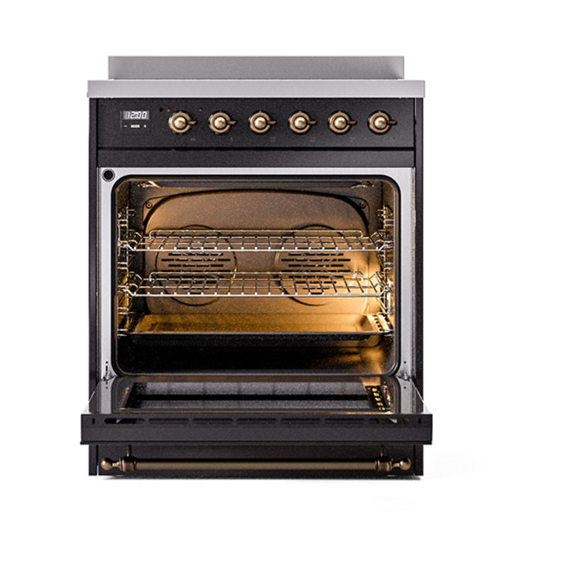 ILVE Nostalgie II Noblesse 30 in Induction Range, Glossy Black/Bronze