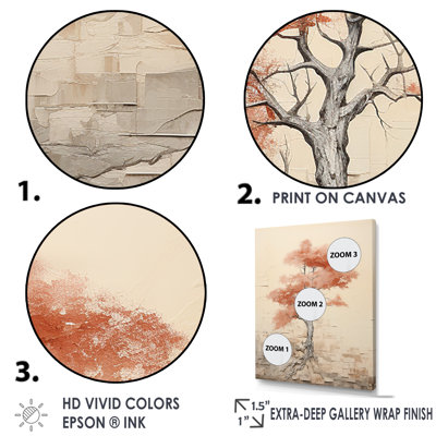 Minimalisme, séquoia rouge et beige, impression sur toile