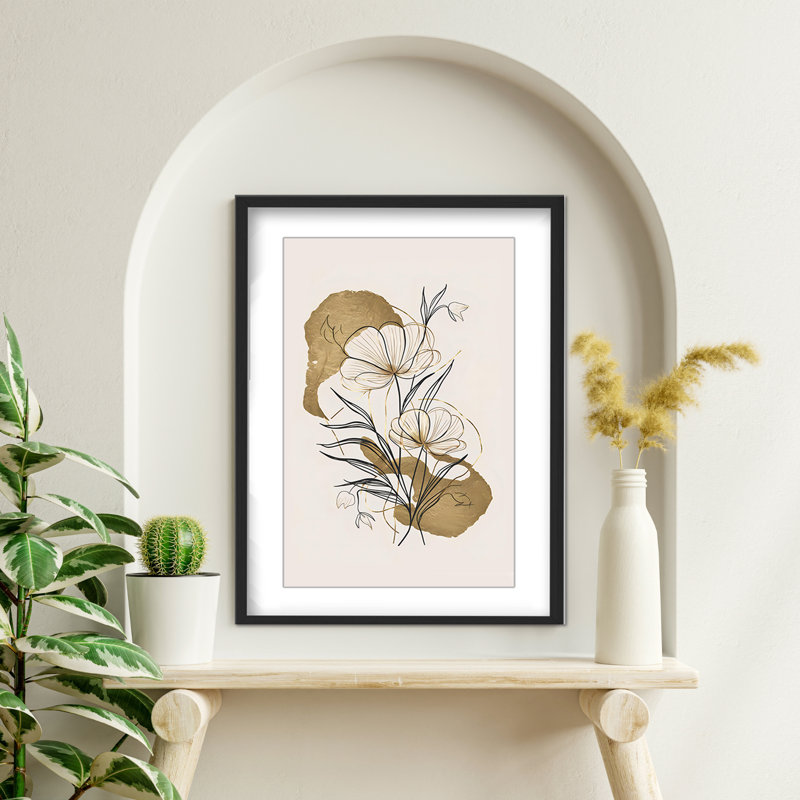 Nature Inspired Flowers And Gold, 48" H x 32" W