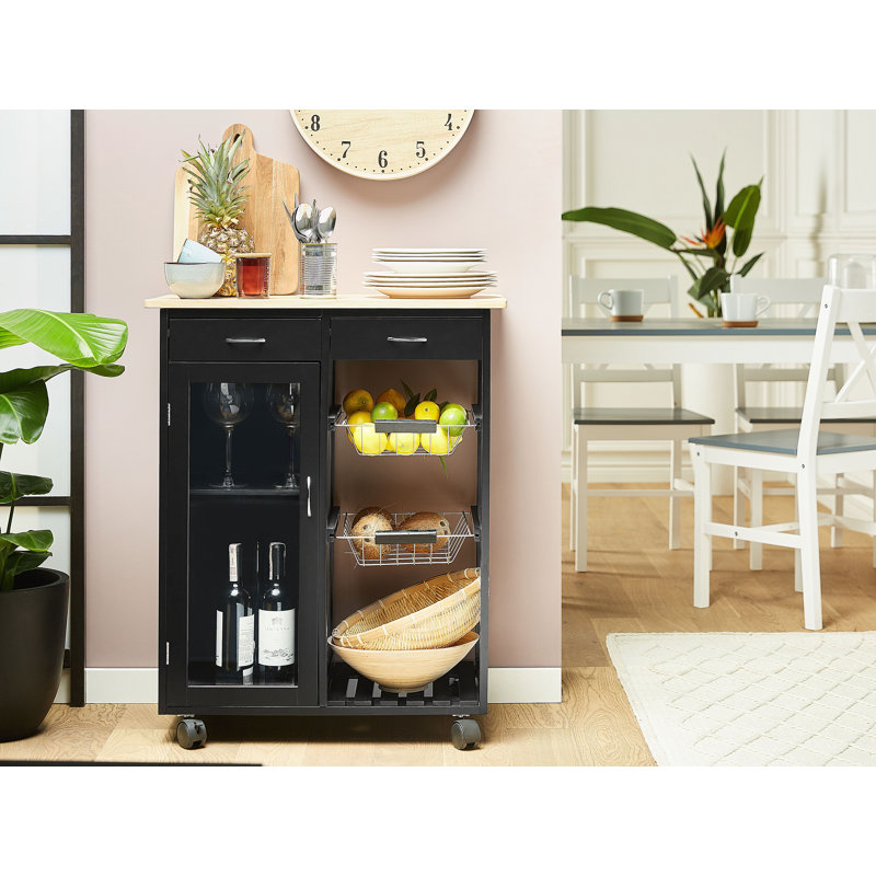 Pavillion Wood Kitchen Cart, Black