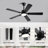 52 inch Black Ceiling Fans with Led Lights and Remote/app Control, 3CCT Dimmable, Reversible DC Motor, Noiseless, 5 Double-sided Ceiling Fan for Bedroom, Indoor/Covered Outdoor Use-117580823-117580824