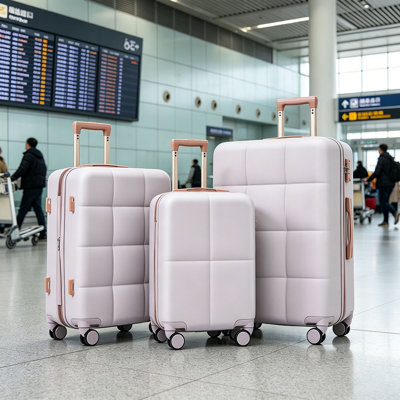Ensemble de 3 valises, bagage à main certifié avec porte-gobelet, bagage rigide en ABS avec roulettes
