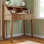 Bureau d'écriture avec huche de rangement Modern Paignt - Structure en bois massif, tablettes et casiers pour la maison, le bureau