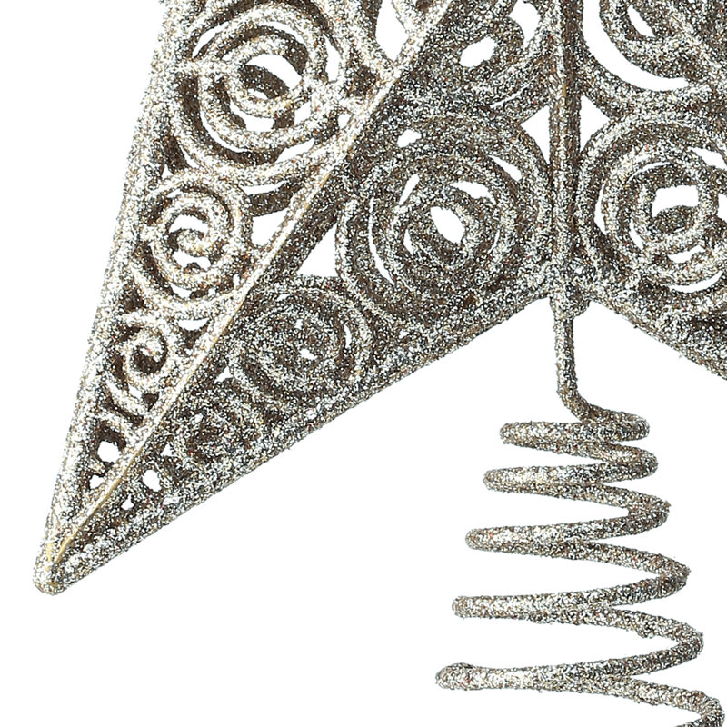 12" Glitter 3D Star Tree Topper Ace/Box, Champagne Gold