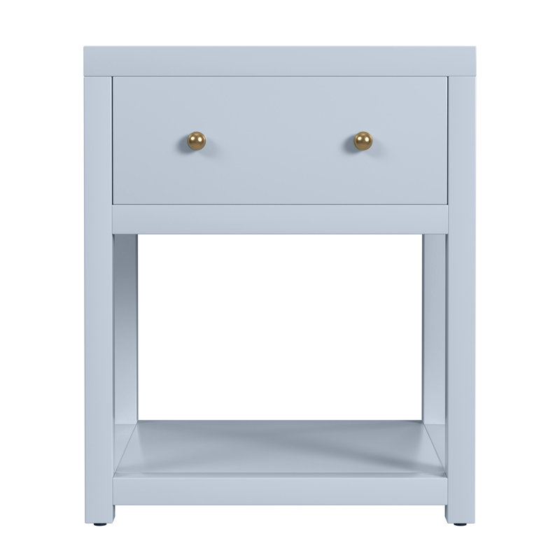 Nora 21 in. W Wood 1 Drawer Small Nightstand with Shelf, Light Blue