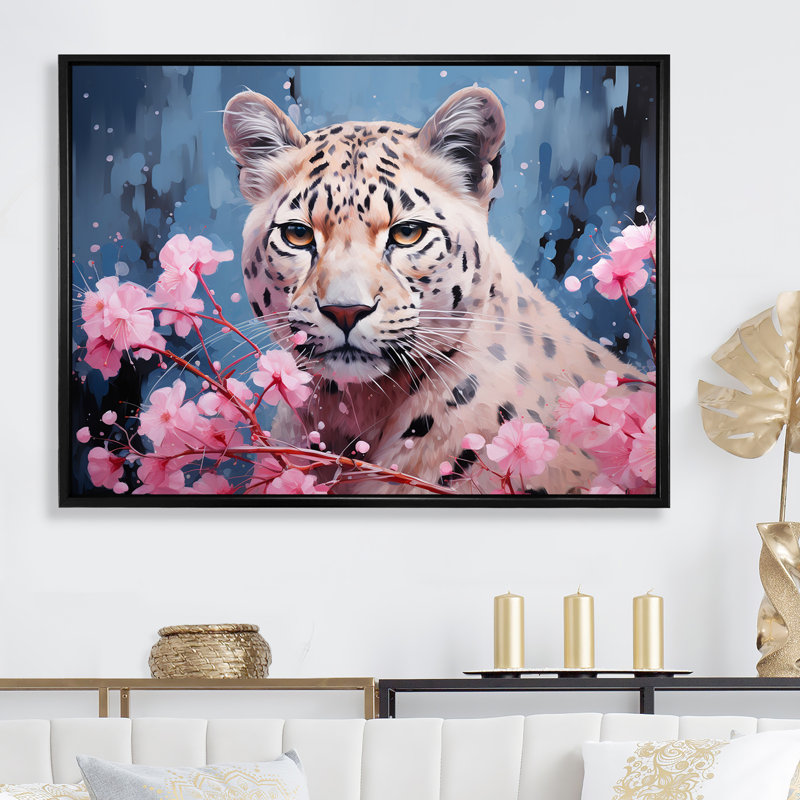 " Whimsical Jaguar Prowl ", Black Floater Framed, 12" H x 20" W x 1"D
