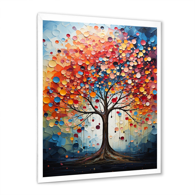 Colorful Maple Tree Melody I - Tree Maple Framed Prints, 40" H x 30" W x 1.5" D, White Single Picture Framed