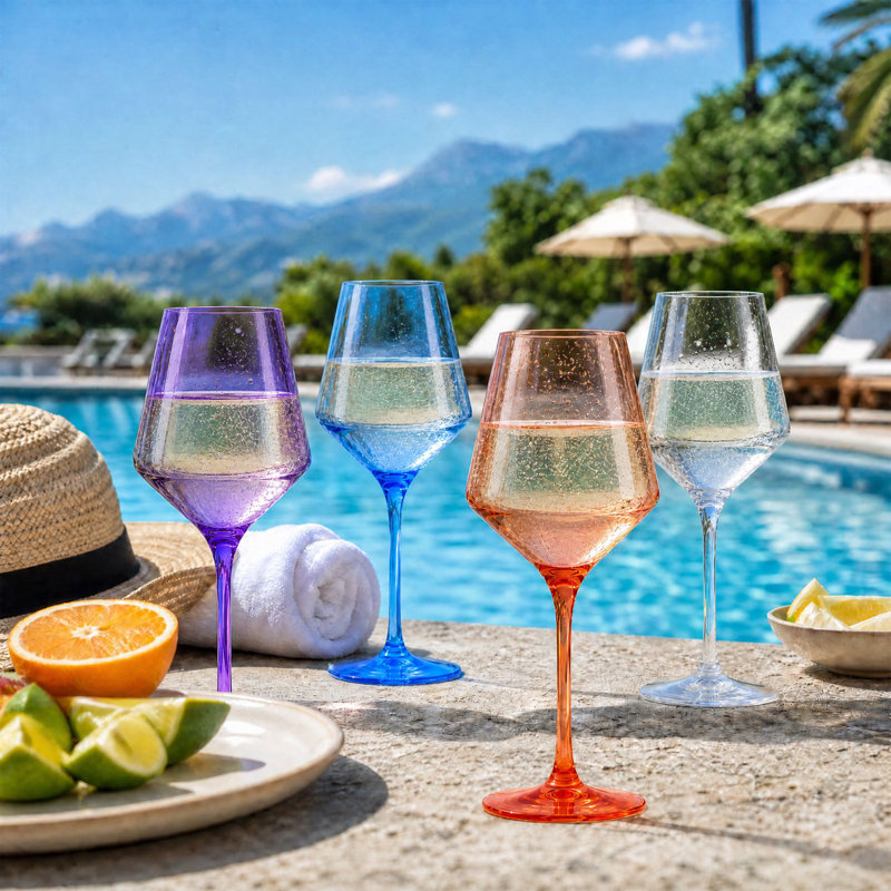 12-Pack 15.5 oz Shatterproof Acrylic Wine Glasses, Stemmed Reusable Goblets for Parties, 4 Colors