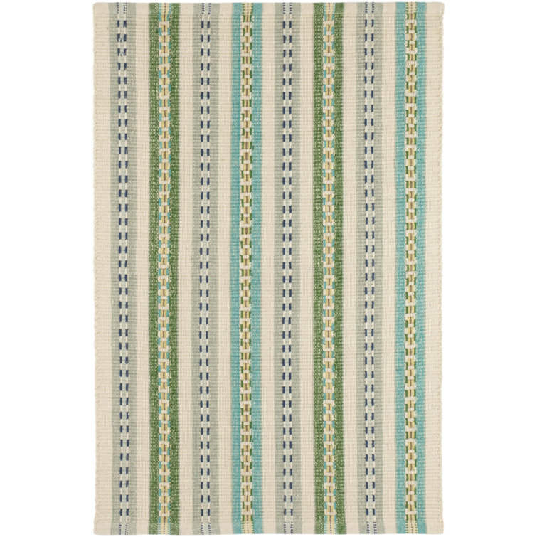 Long Slade Teal Handwoven Cotton Rug