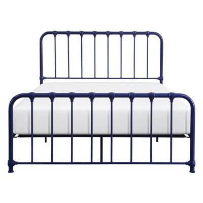 Lit plateforme double en métal au fini bleu envoûtant pour un sommeil paisible