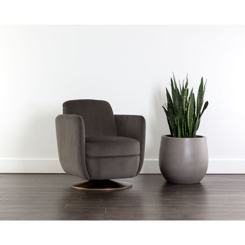Swivel Lounge Chair, Gray Polyester
