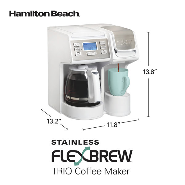 Hamilton Beach 2-Way Programmable Coffee Maker, Single-Serve and 12-Cup  Pot, Glass Carafe, Stainless Steel, 47650