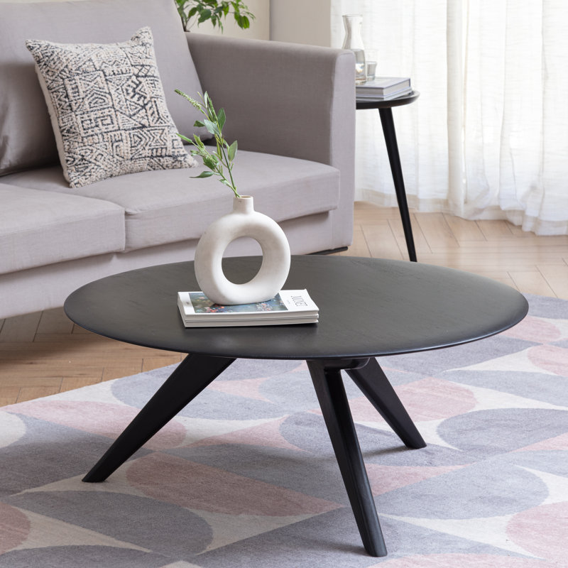 Nicosia Solid Wood Three Leg Coffee Table, Black
