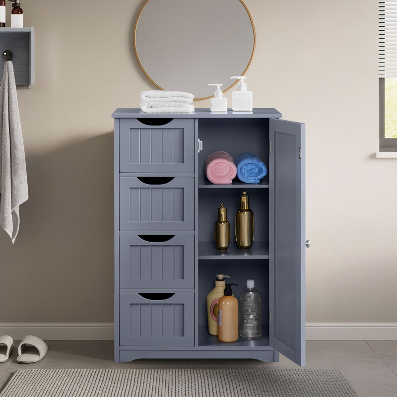 Modern Freestanding Bathroom Cabinet, Grey