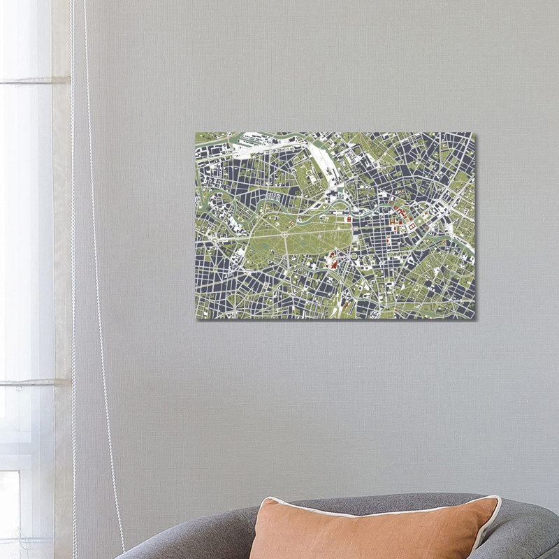 Berlin Engraving by Planos Urbanos - Wrapped Canvas Print, 45.72cm H x 66.04cm W x 1.9cm D