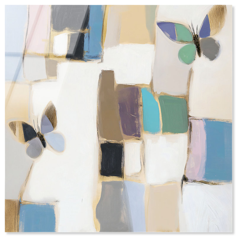 Bejewelled Butterflies High-Gloss Frameless Acrylic Glass Wall Art Abstract Print by Oliver Gal, Ready to Hang, 12 x 12