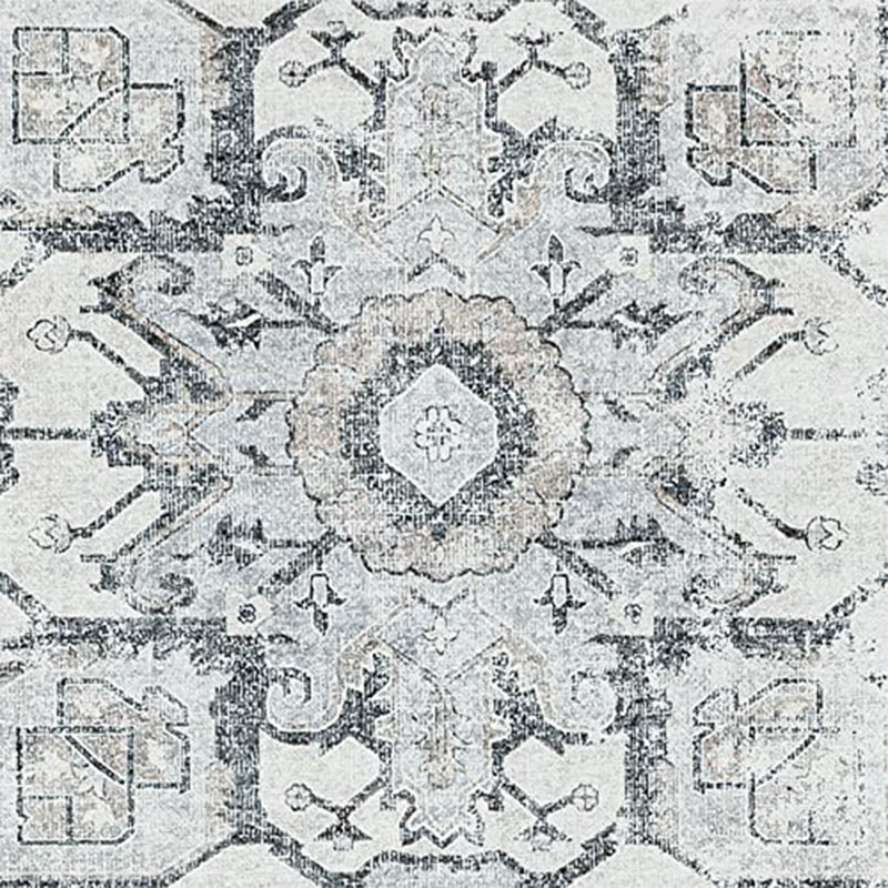 Tapis lavable antidérapant Vintage Medallion, Gris, 3 pi x 5 pi