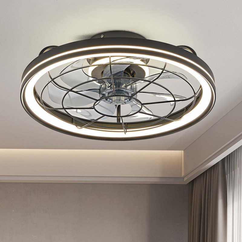 Ventilateur de plafond encastré 18,9 po avec lumières DEL Dontonio, Noir