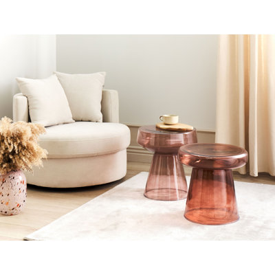 Moneer Glass Top Pedestal Side Table Set