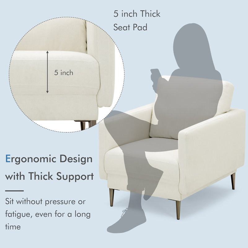 Fauteuil de salle à manger avec fauteuil d'appoint et fauteuil moderne Corrigan Studio®, Tissu blanc