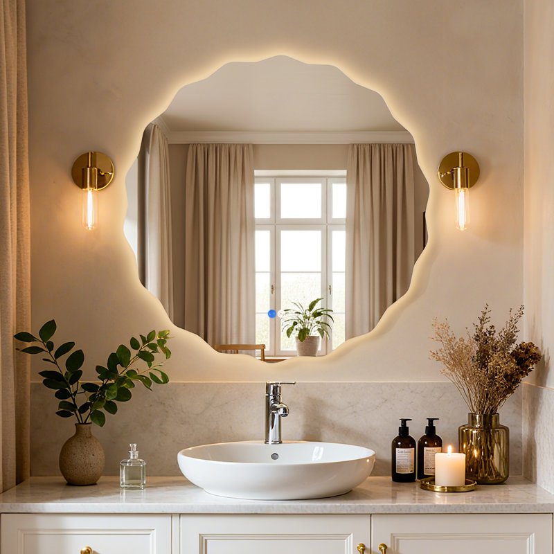 Round Frameless Led Lighted Bathroom Vanity Mirror With Anti-Fog, 3 Color Temperature & Dimmable Touch Control, 31.5" x 31.5"