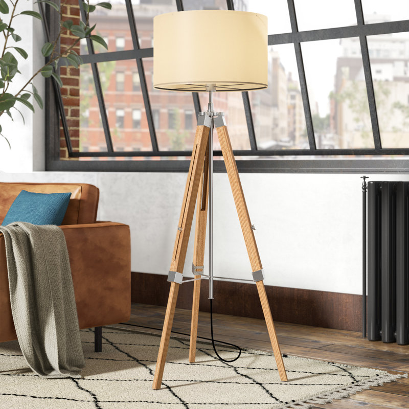 Mckee Brown Tripod Floor Lamp, Light Wood