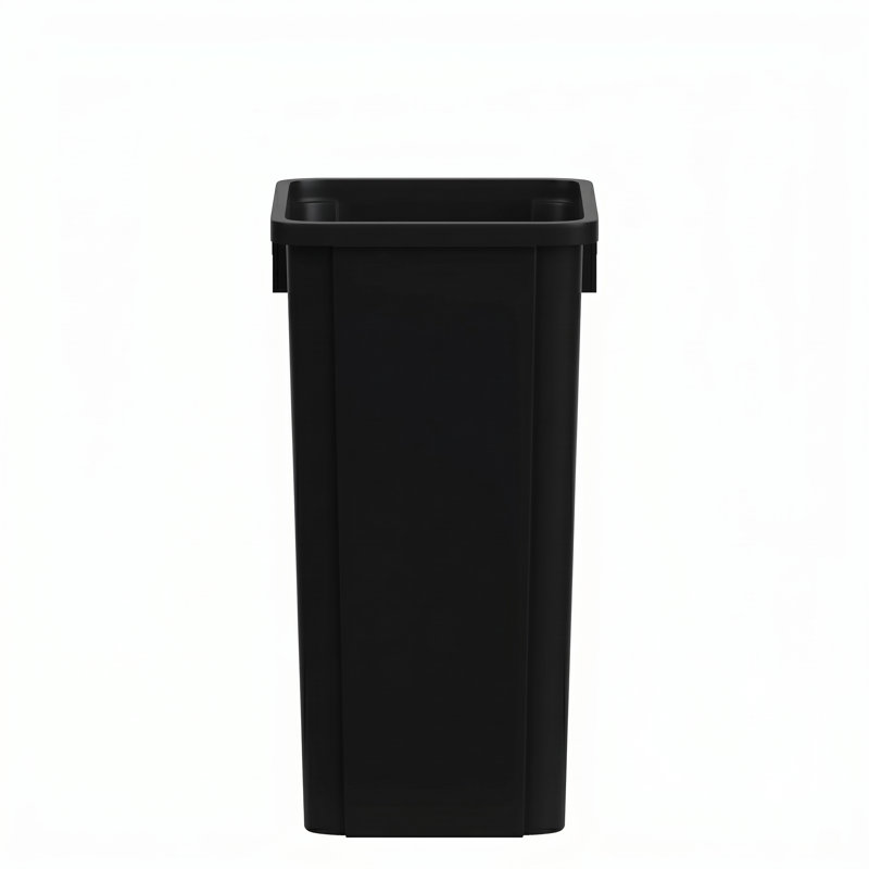 Poubelle carrée en plastique 23 pouces avec canaux d'aération, Noir