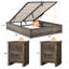 Ensemble de chambre à coucher rustique 3 pièces avec cadre de lit de rangement grand format et 2 tables de chevet, gris-118690764-118690766