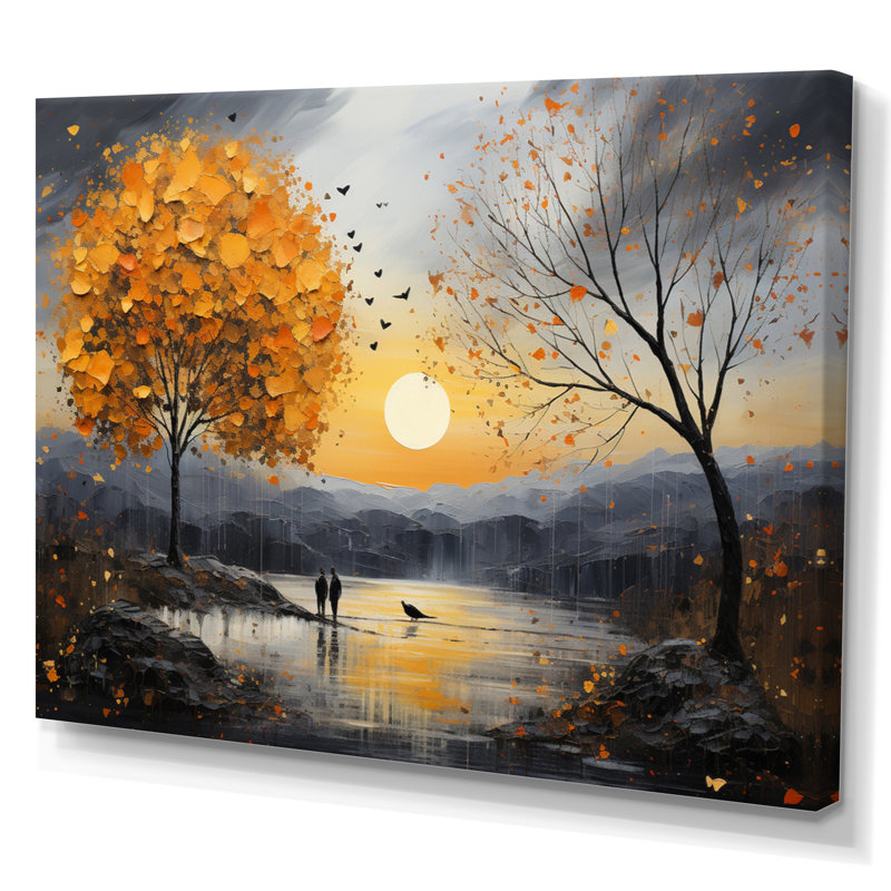 Romantic Landscape Melting Hearts III - Romantic Landscape Wall Decor, H 30 po x l 40 po x P 1,5 po, Toile tendue