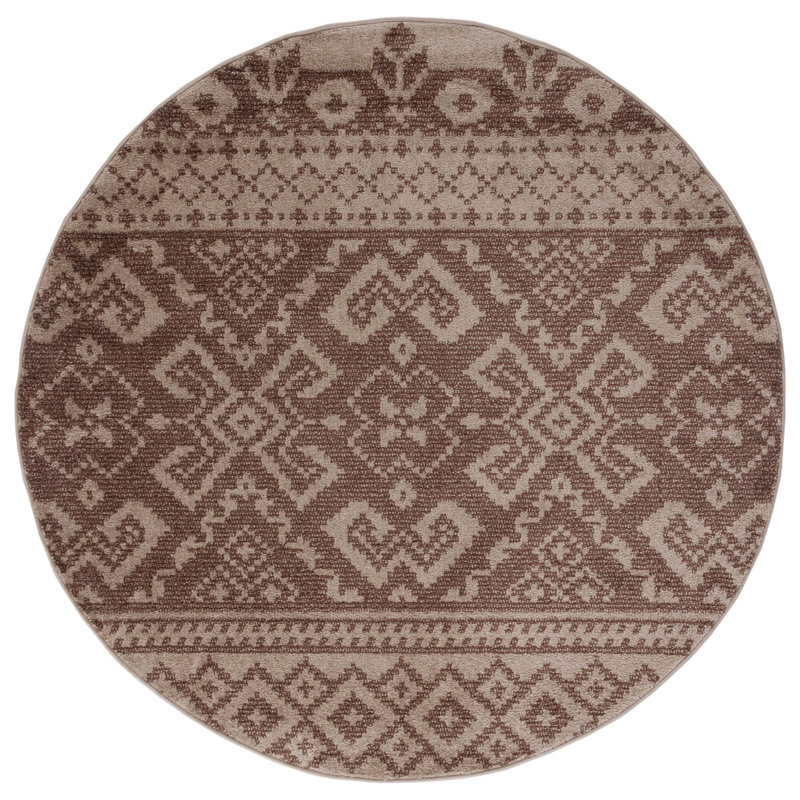 Nicarla Camel/Chocolate Area Rug, Round 8'
