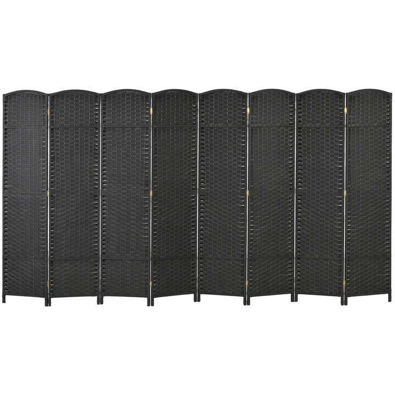 Sipriano Solid Wood Privacy Screen Room Divider, 8, 66.9" H x 126" W, Black