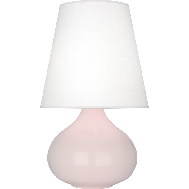 June 30.75" Table Lamp, Oyster Linen, Rose Water Glazed