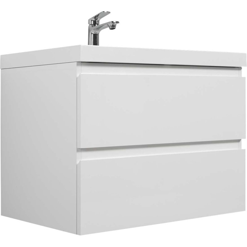 Ensemble de meuble-lavabo simple 29,53 po avec plateau en résine Rasheim, Blanc