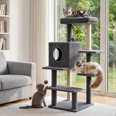 40inch Multi-level Cat Tree Tower With Scratching Post And Cozy Condo