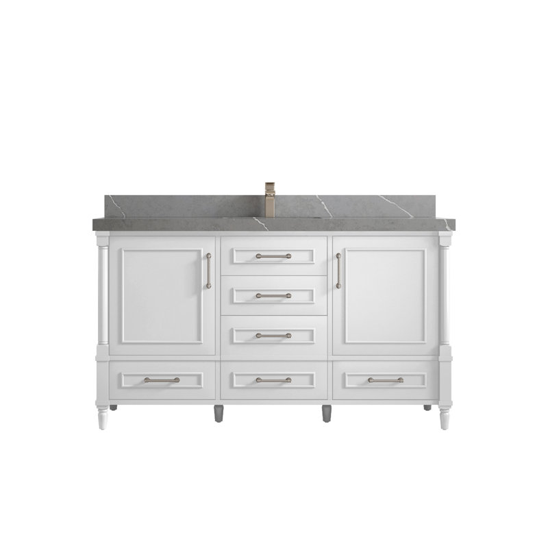 Ensemble de meuble-lavabo simple 60 po Aberdeen, Gris Piatra