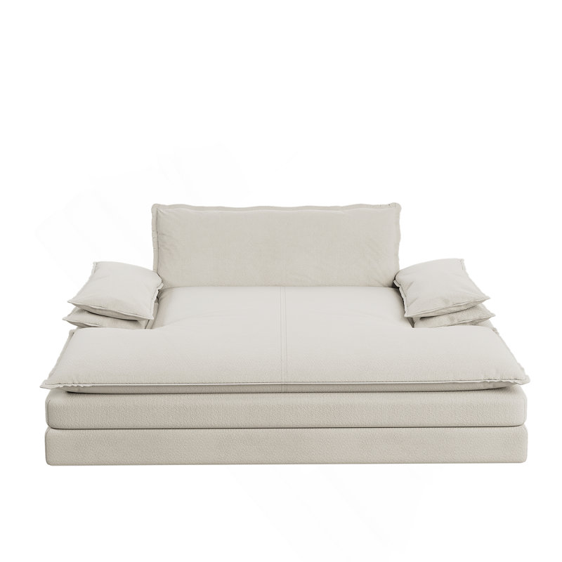 Double chaise longue surdimensionnée rembourrée avec accoudoirs larges pour les salons, les appartements, Beige