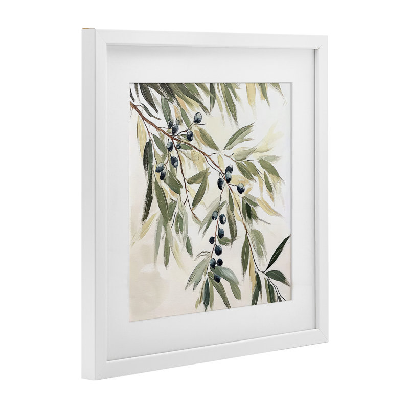 «Olive Petals in Pastel», reproduction encadrée sous verre, conception de Mona Grace, H 13 po x l 13 po, Cadre blanc côtier
