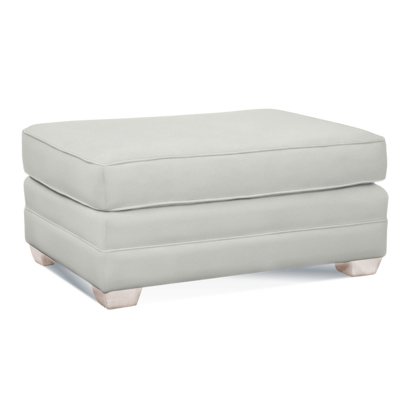 Bedford Upholstered Ottoman, Bisque , Light Blue and White Stripe; 0256-54