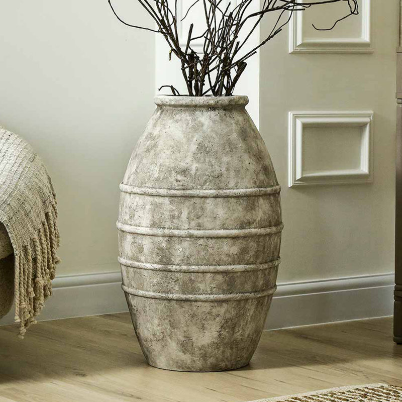 Gabar 64cm Natural Terracotta Large Pot Floor Vase for Living Room & Home Decor, Stone Finish Accent Piece