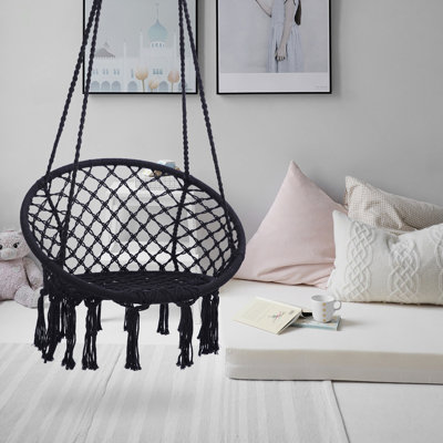 Balancelle en hamac avec hamac suspendu en corde de coton de 330 lb pour l'intérieur et l'extérieur