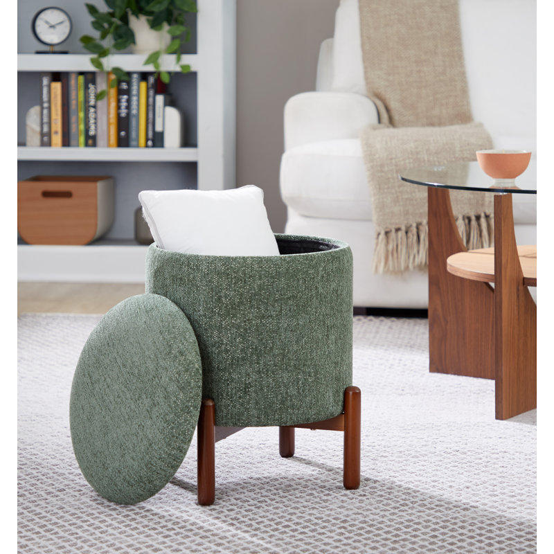 Greely Wood Storage Ottoman, Green